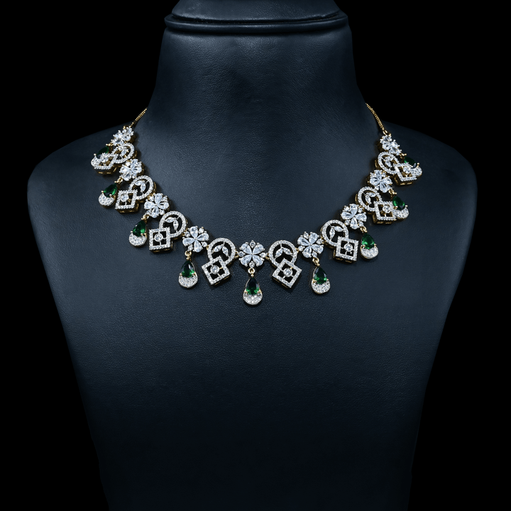 CZ Emerald Short Necklace Set