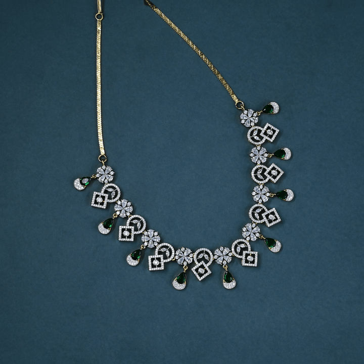 CZ Emerald Short Necklace Set