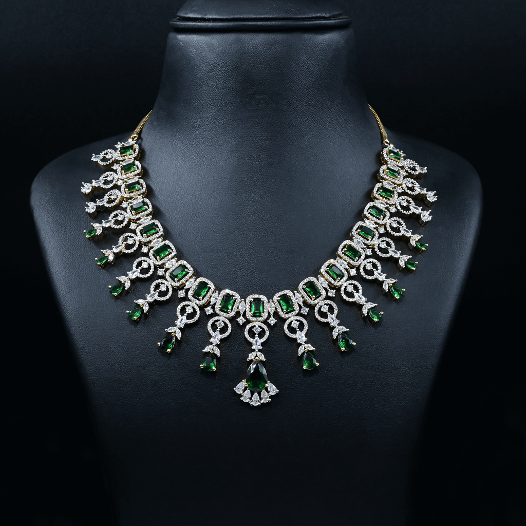 CZ Emerald Short Necklace Set