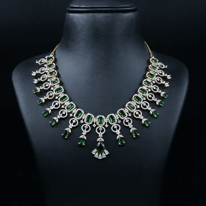 CZ Emerald Short Necklace Set