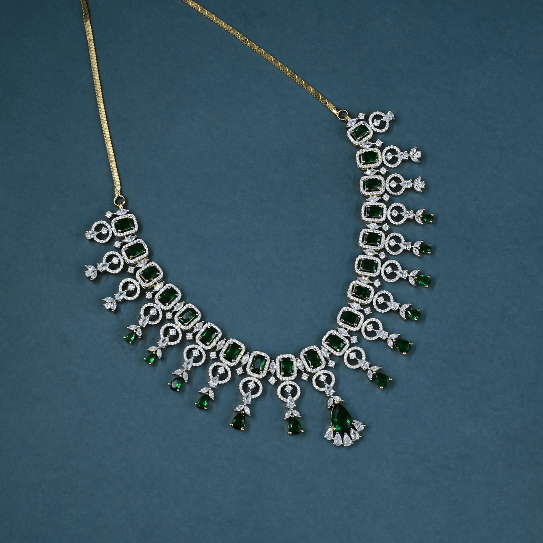 CZ Emerald Short Necklace Set