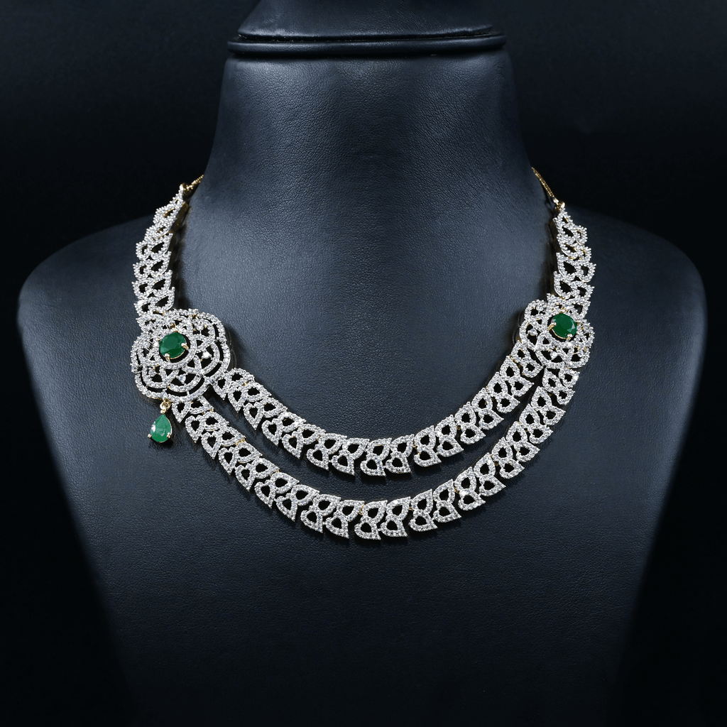 CZ Emerald Heavy Necklace Set