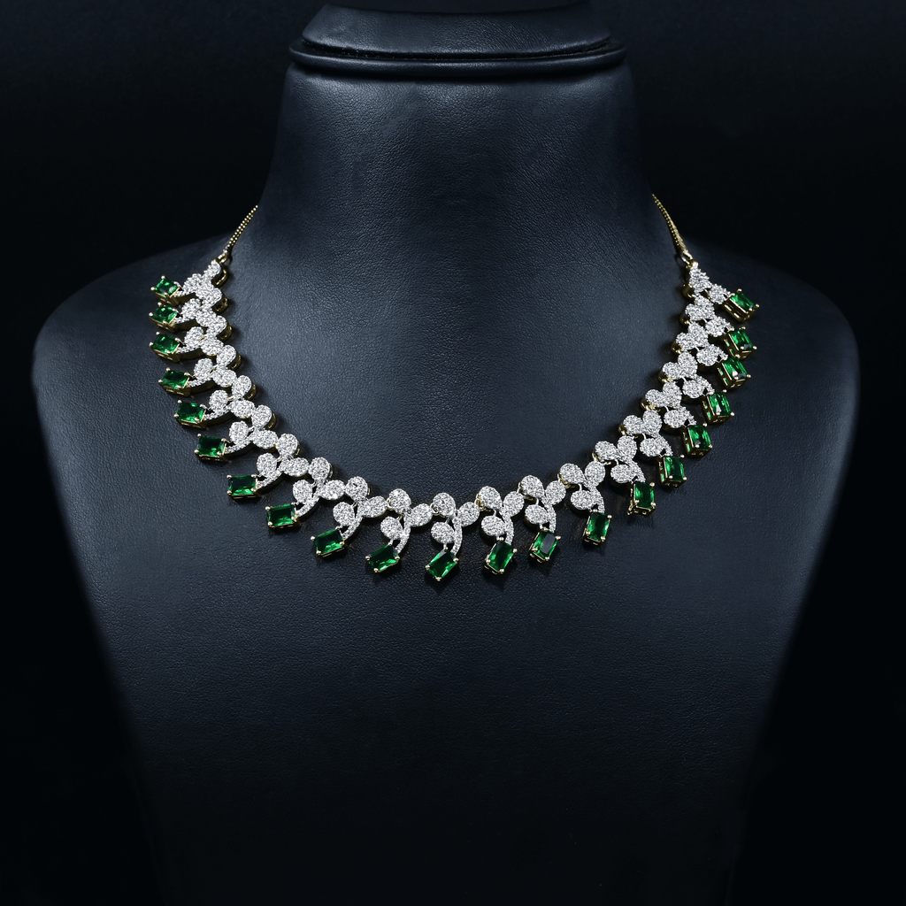 CZ Emerald Short Necklace Set