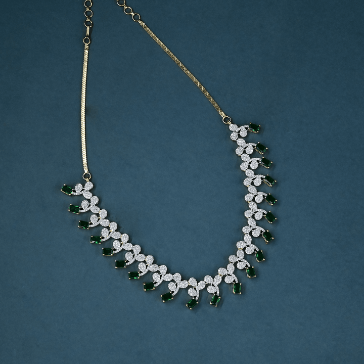 CZ Emerald Short Necklace Set