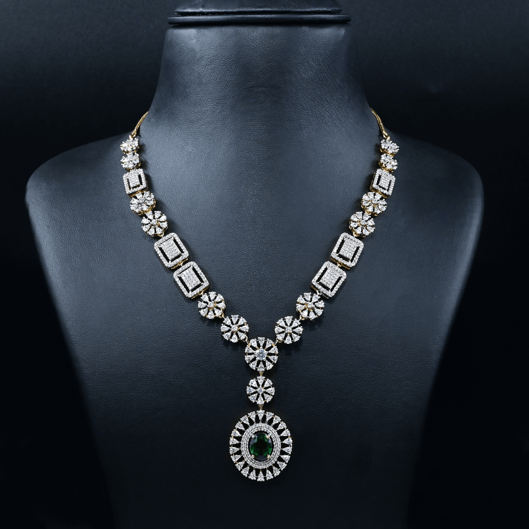 CZ Emerald Short Necklace Set