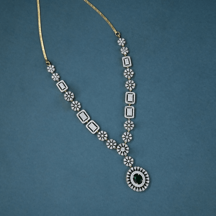 CZ Emerald Short Necklace Set