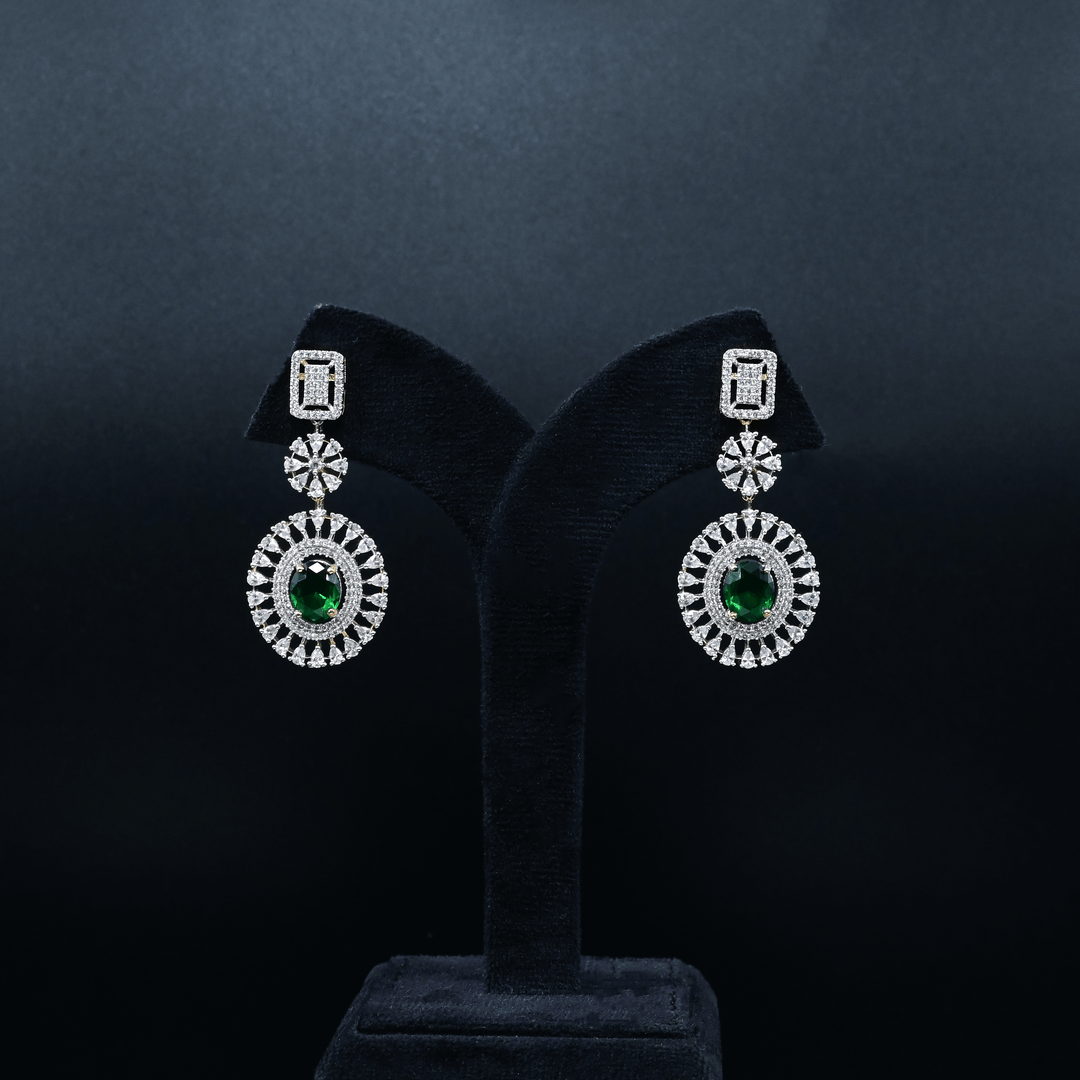 CZ Emerald Short Necklace Set