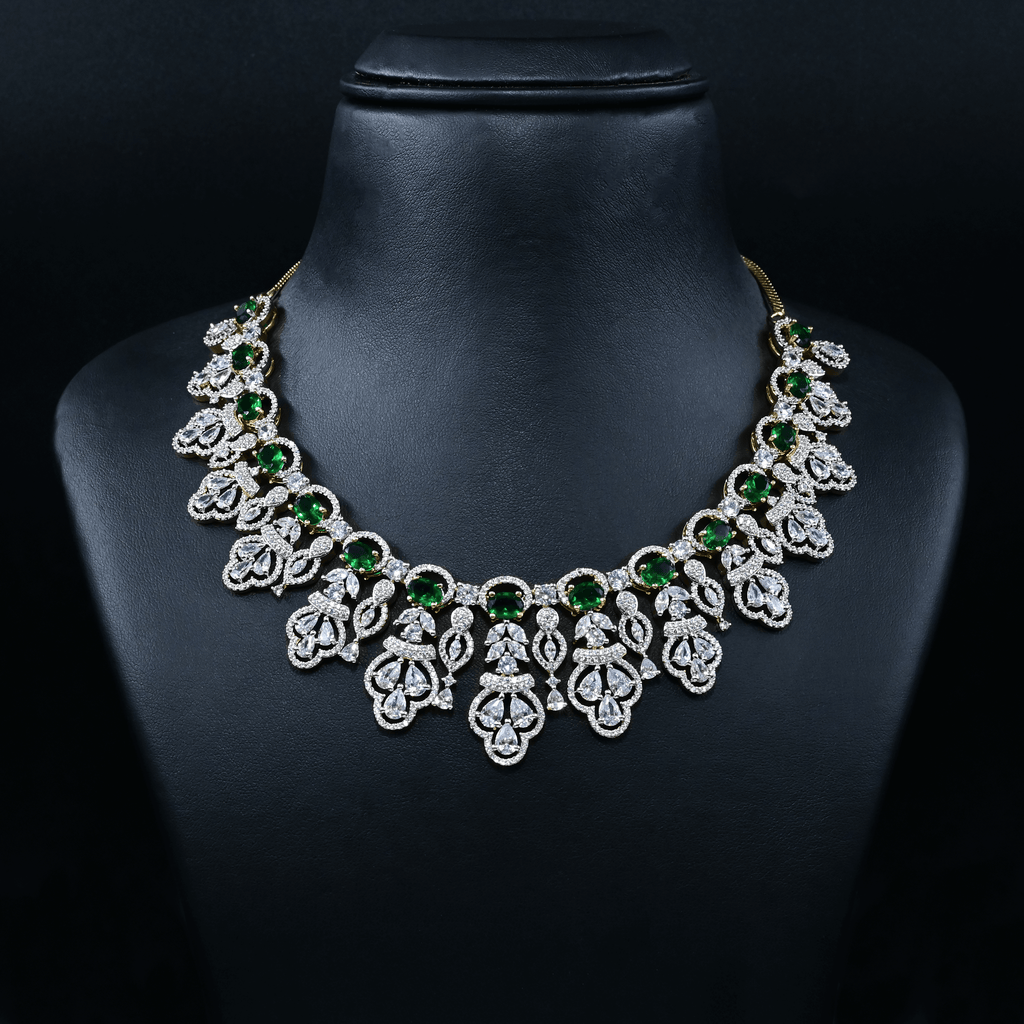 CZ Emerald Short Necklace Set