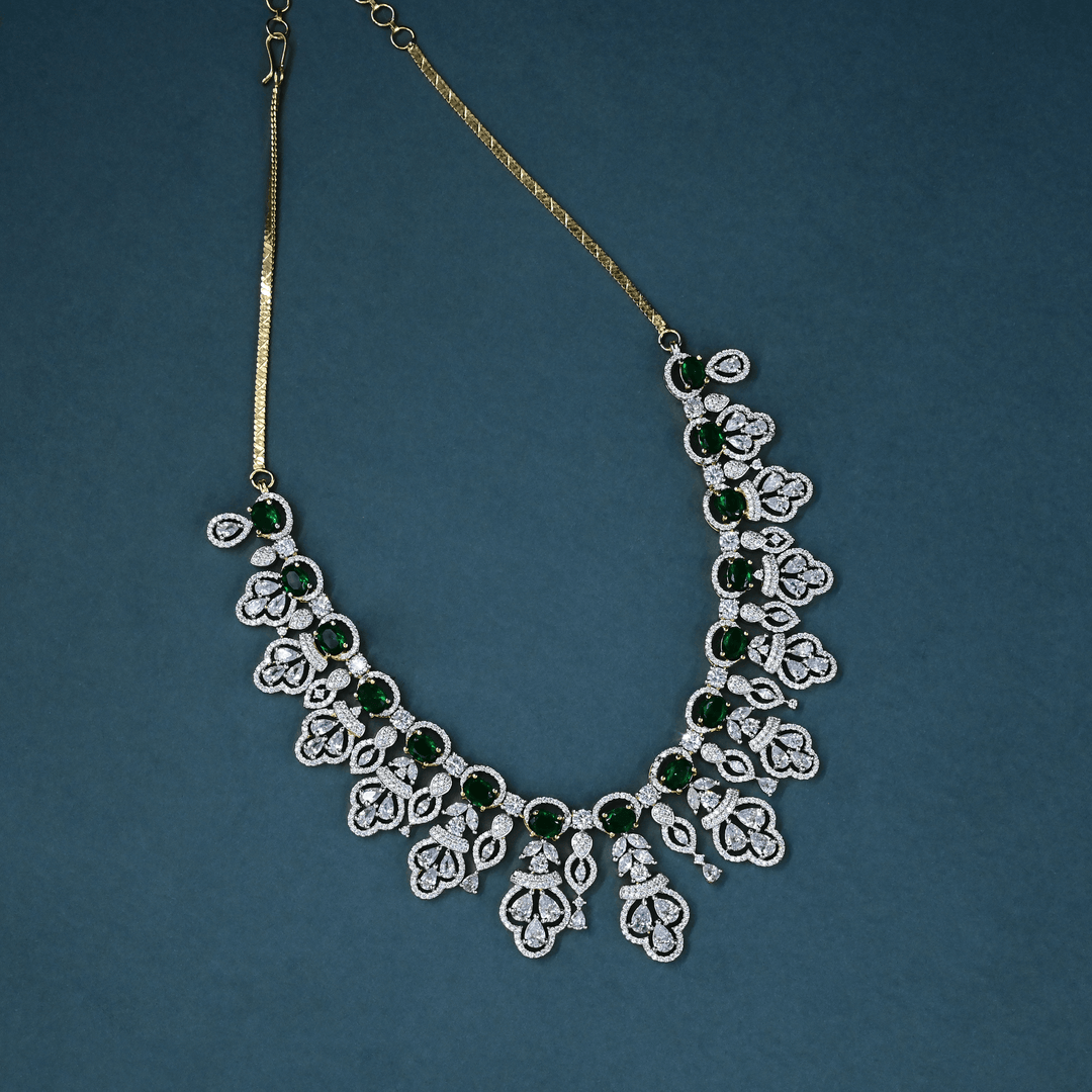 CZ Emerald Short Necklace Set