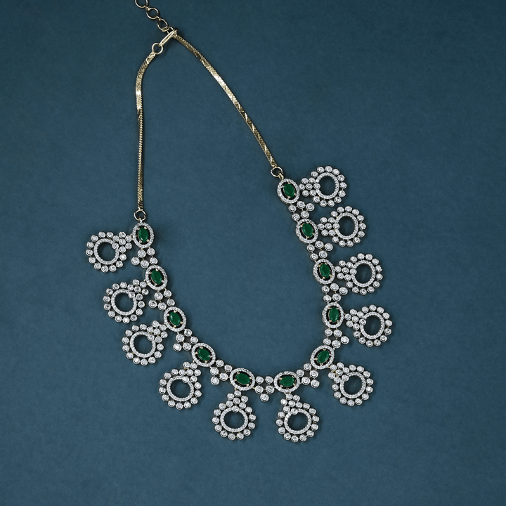 CZ Emerald Short Necklace Set