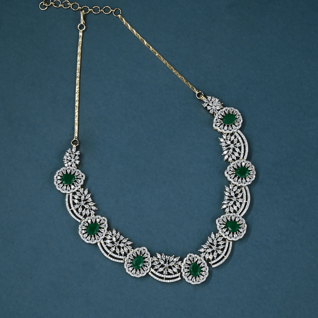 CZ Emerald Short Necklace Set