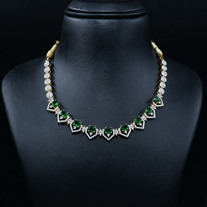 CZ Emerald Short Necklace Set