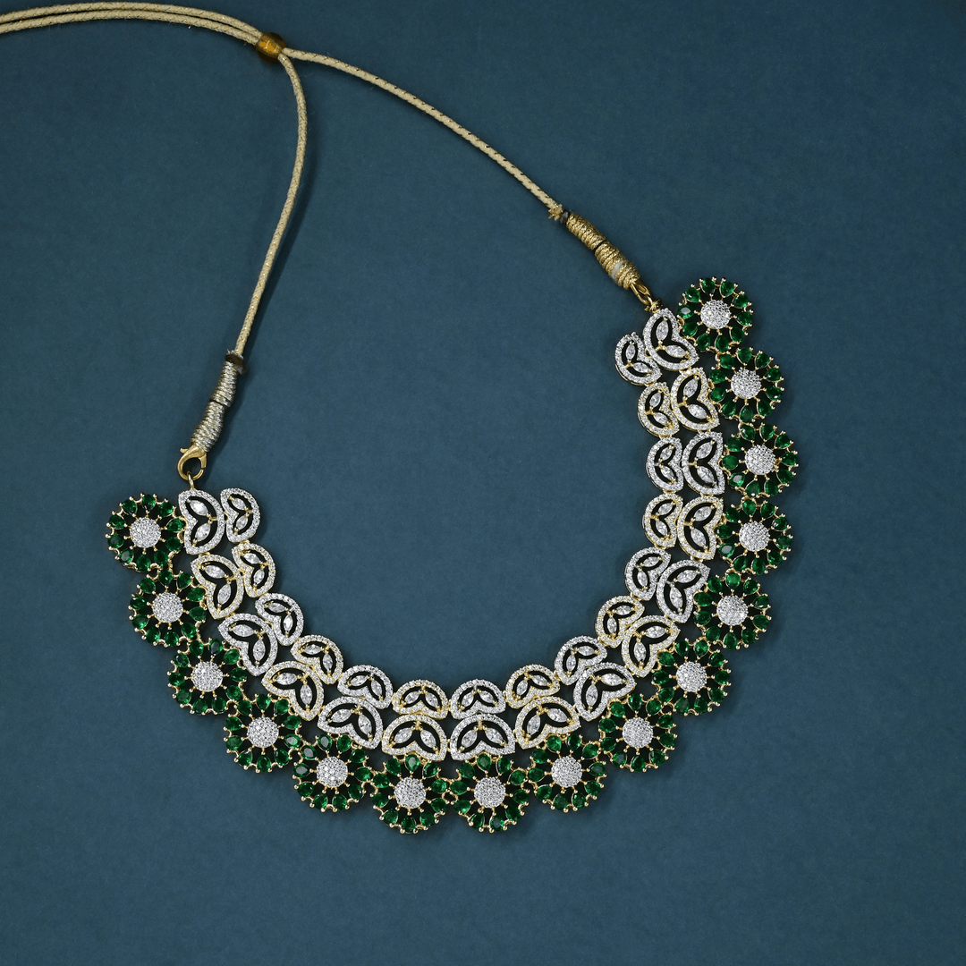 CZ Emerald Heavy Necklace Set