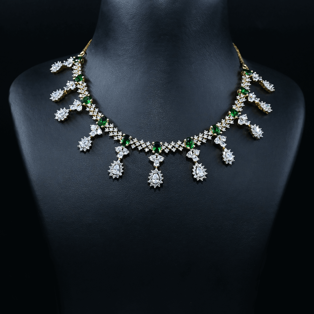 CZ Emerald Short Necklace Set