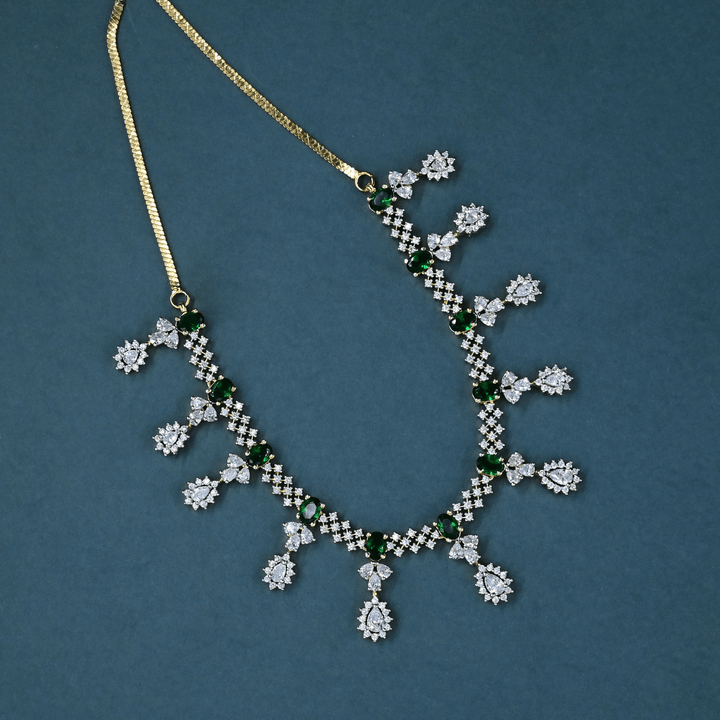 CZ Emerald Short Necklace Set