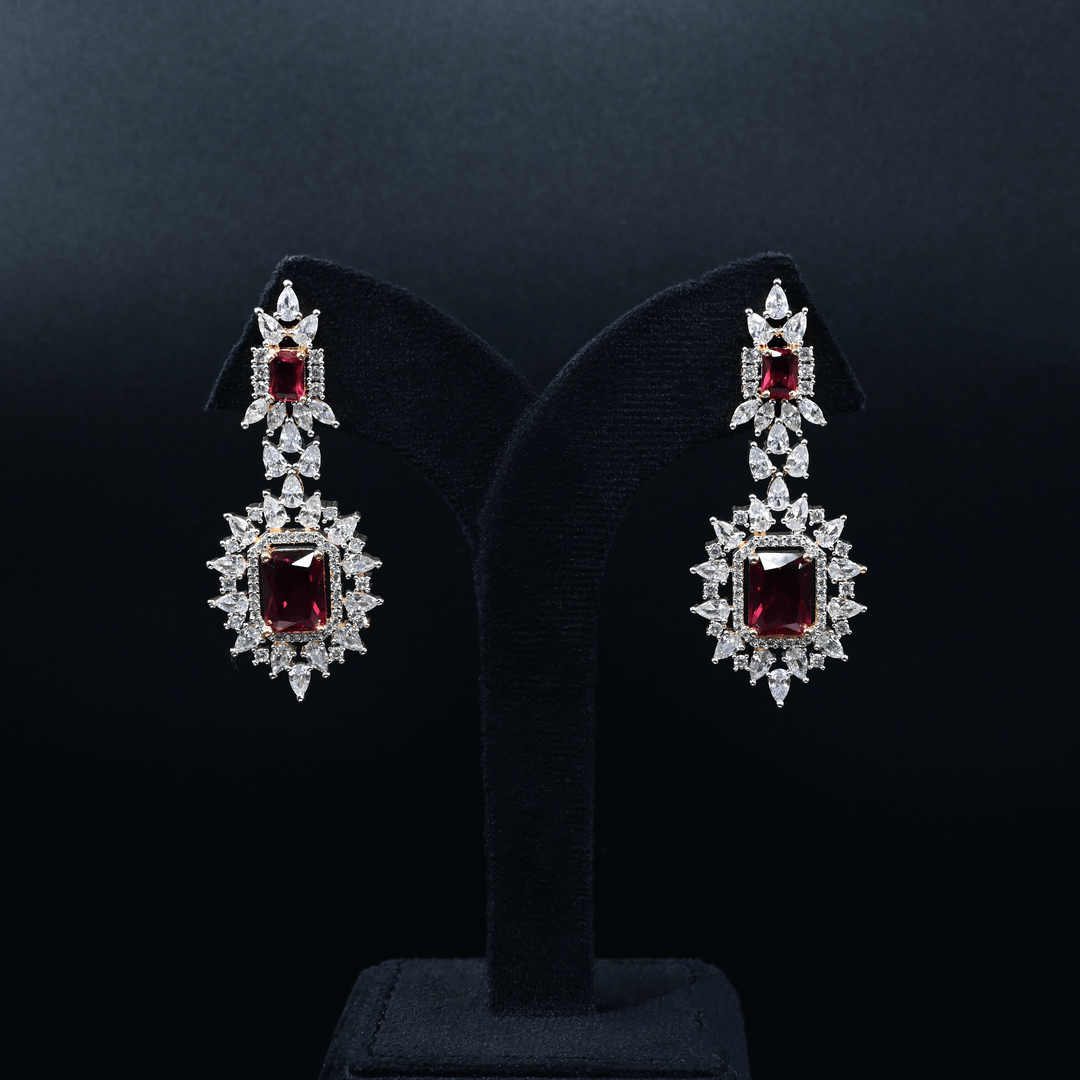 CZ Ruby Short Necklace Set