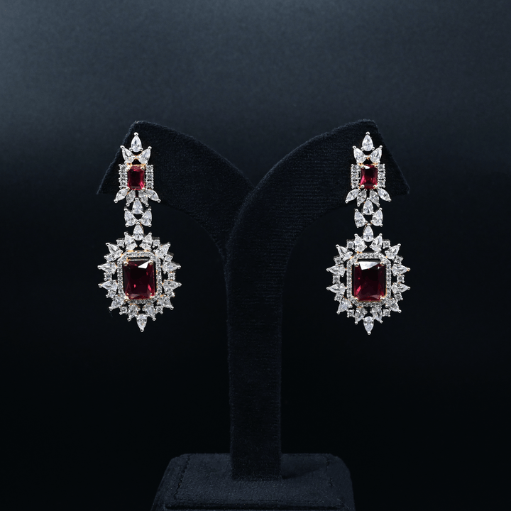 CZ Ruby Short Necklace Set