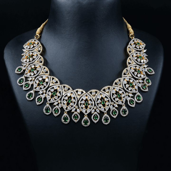 CZ Emerald Heavy Necklace Set