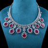 CZ White Rhodium Heavy Necklace Set