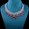 CZ White Rhodium Heavy Necklace Set