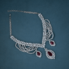 CZ White Rhodium Heavy Necklace Set