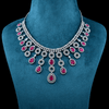 CZ White Rhodium Heavy Necklace Set