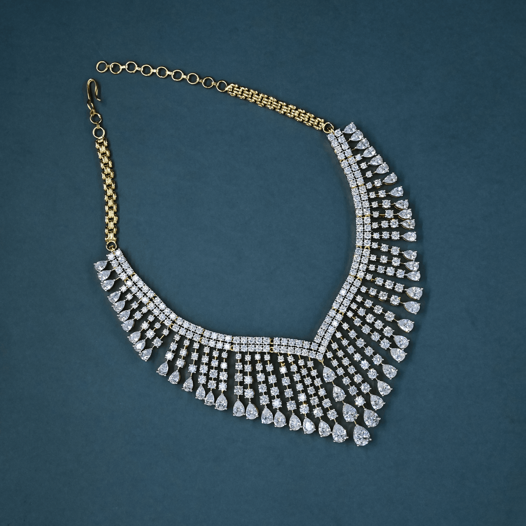 CZ Heavy Diamond Necklace Set