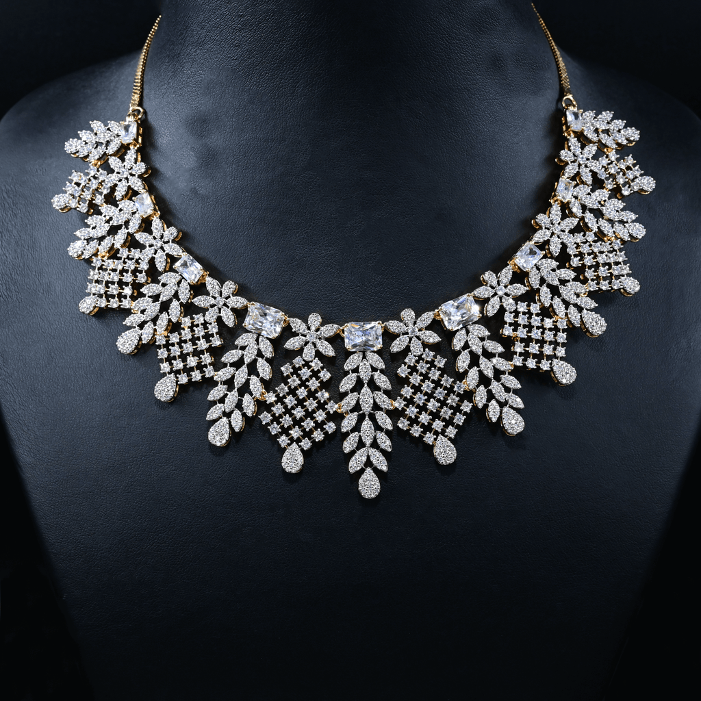 CZ Heavy Diamond Necklace Set