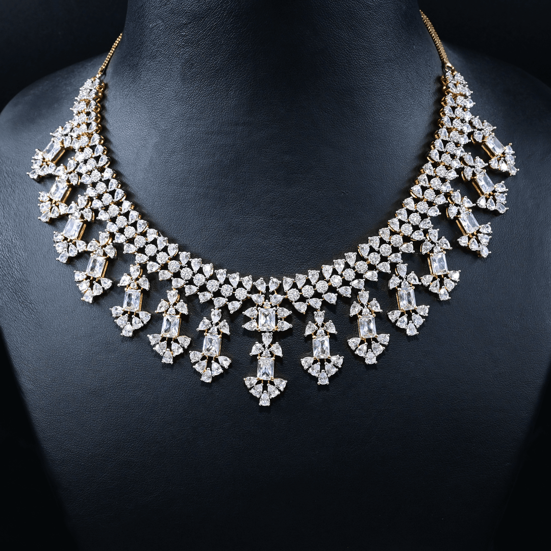 CZ Heavy Diamond Necklace Set