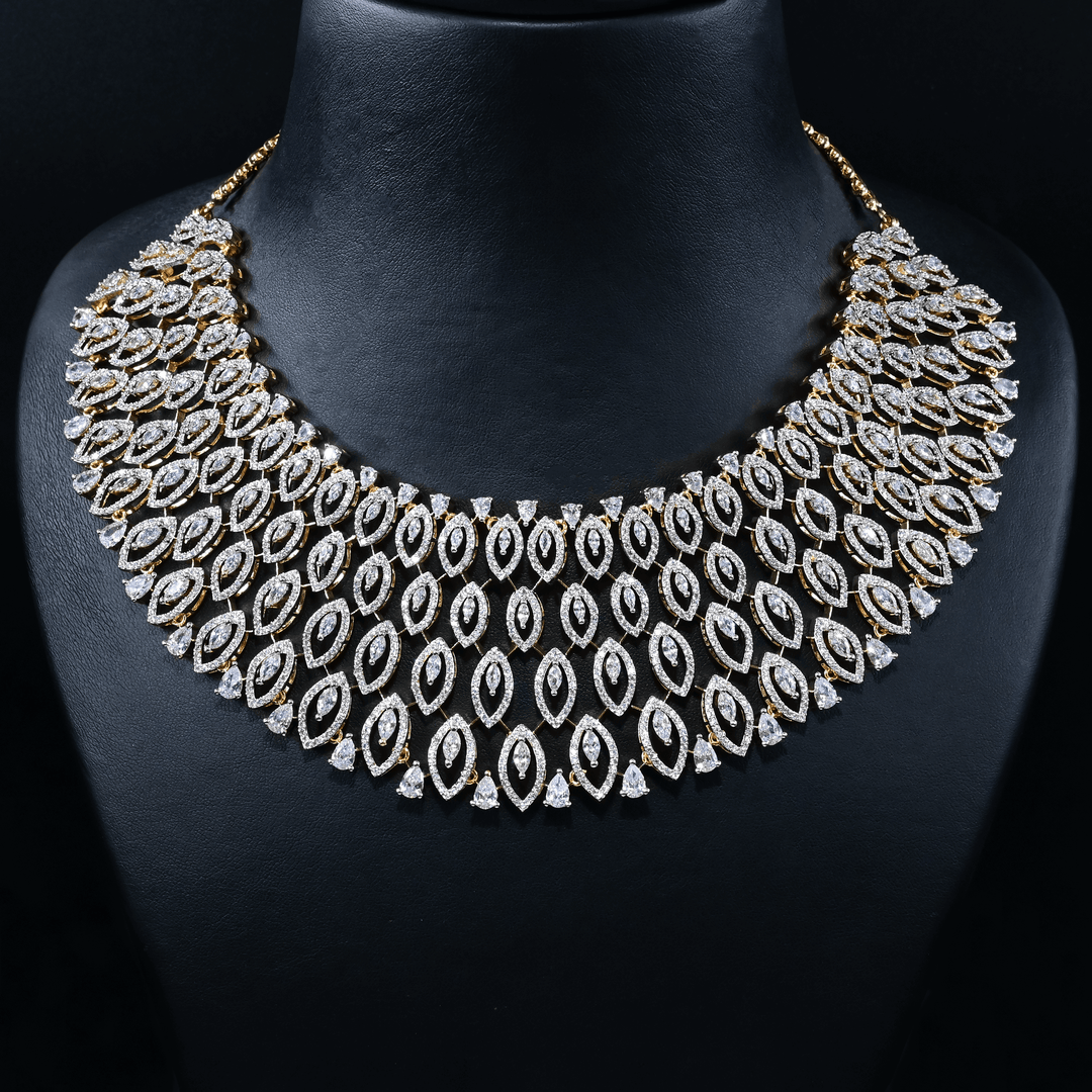 CZ Heavy Diamond Necklace Set