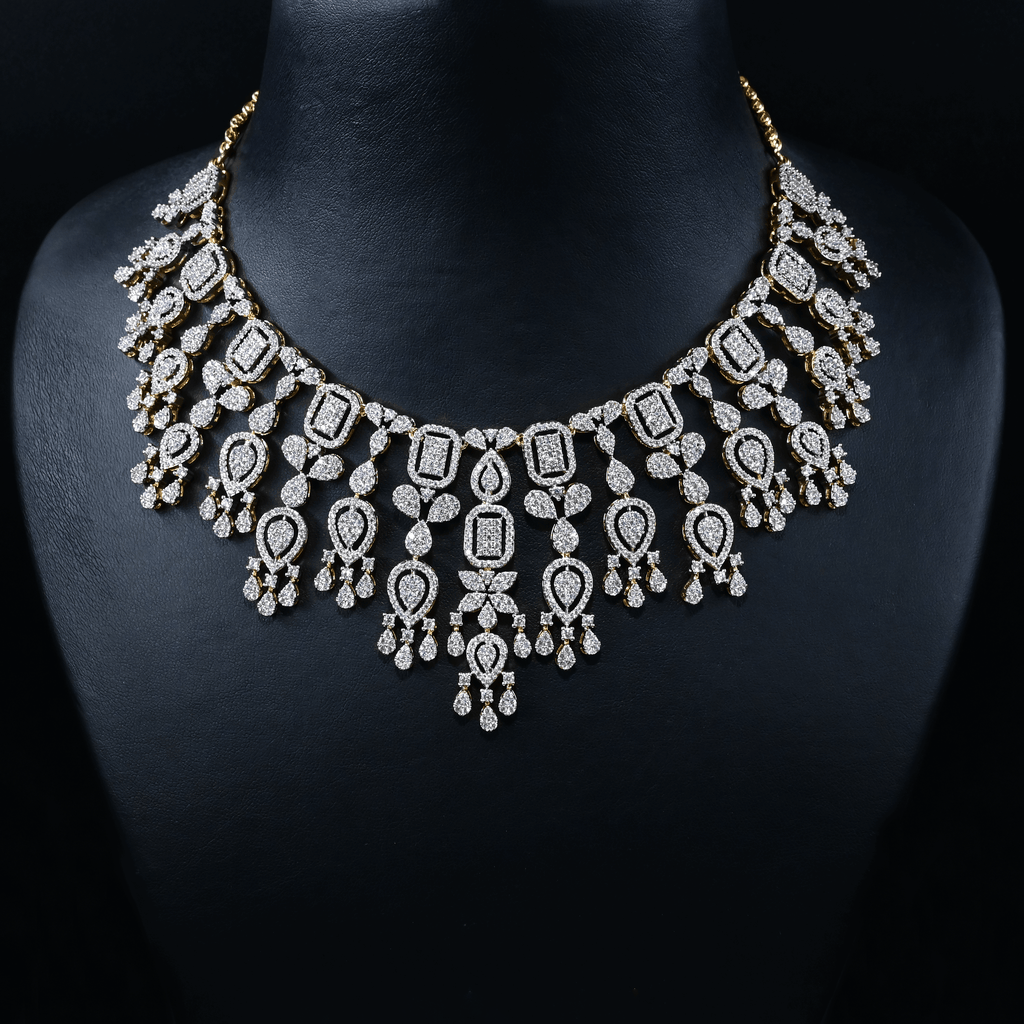 CZ Heavy Diamond Necklace Set