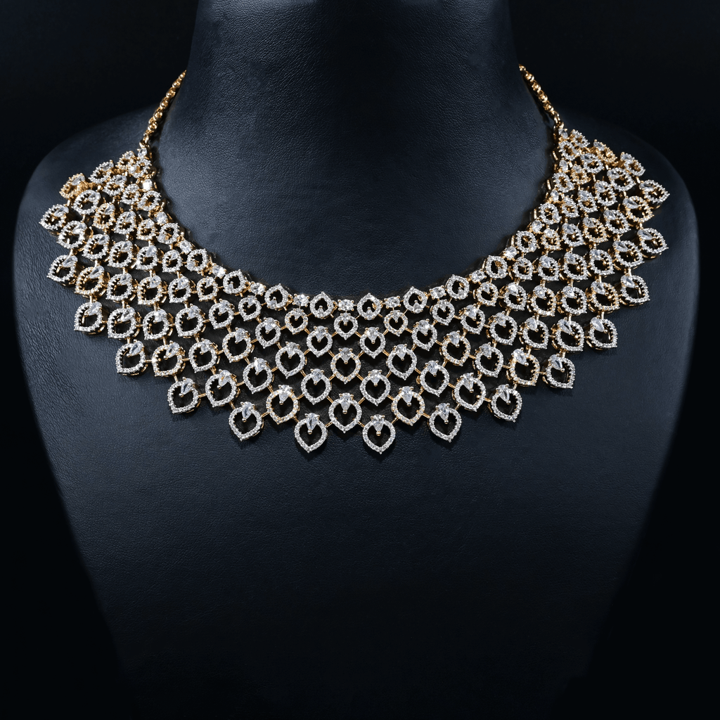 CZ Heavy Diamond Necklace Set