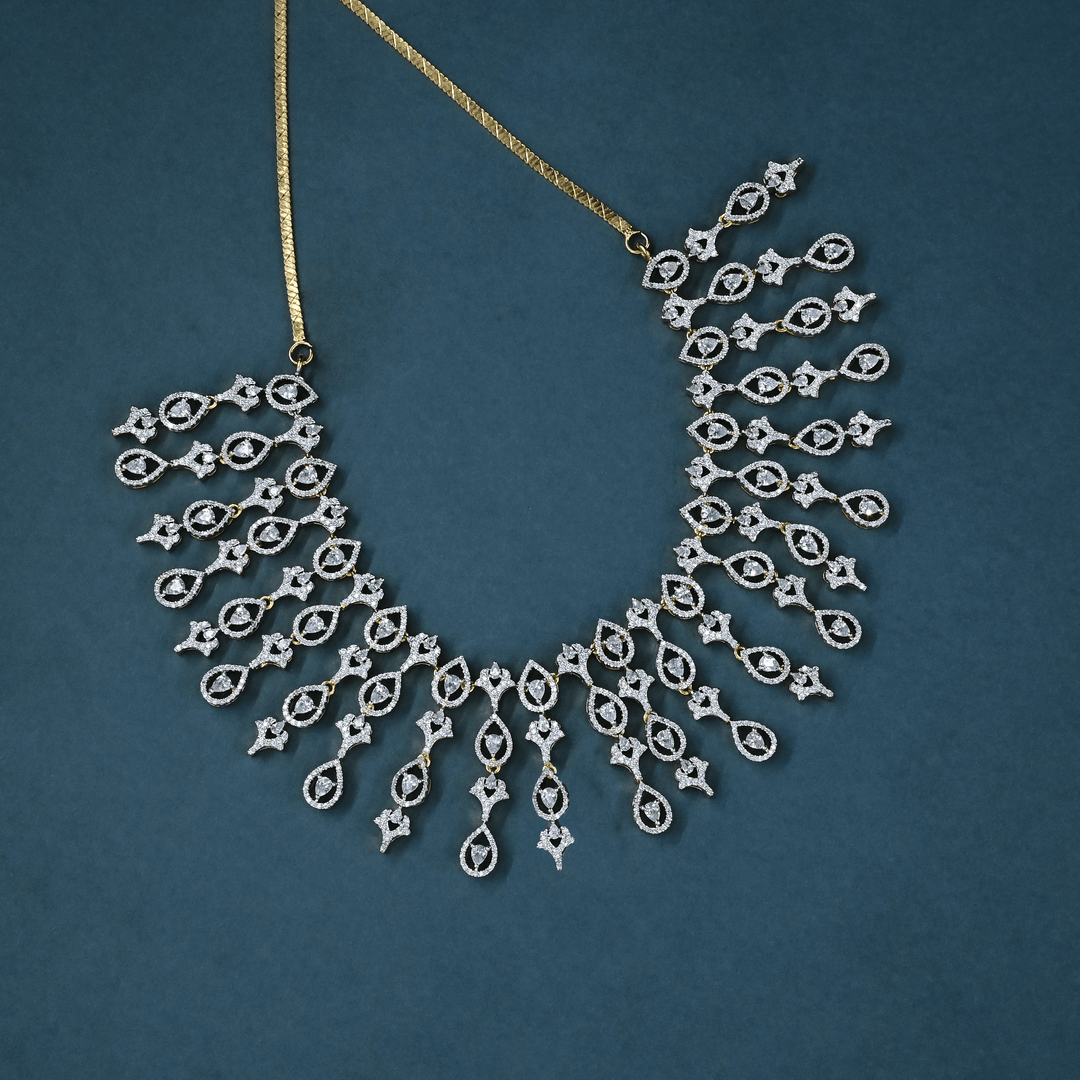 CZ Heavy Diamond Necklace Set