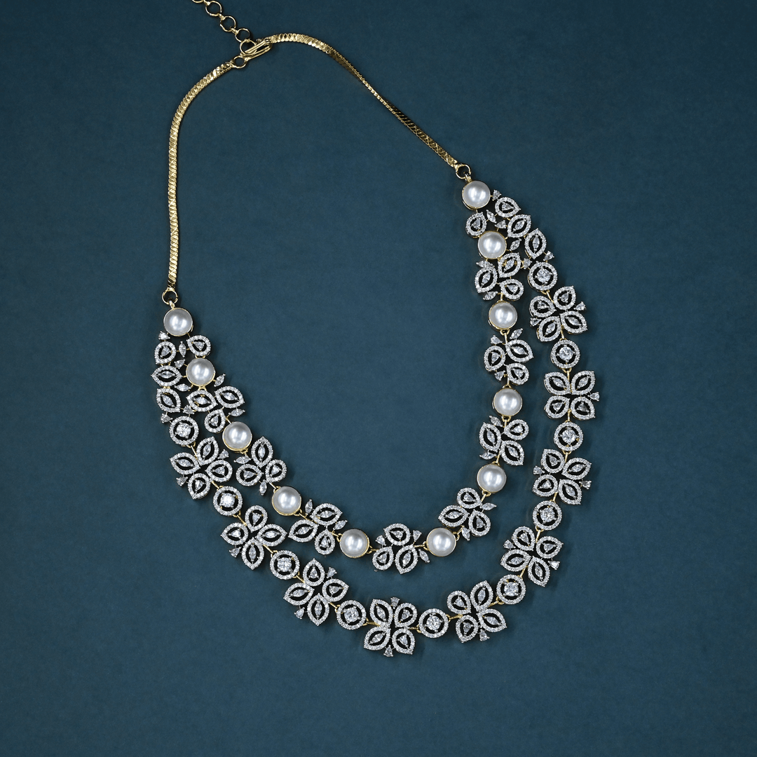 CZ Heavy Diamond Necklace Set