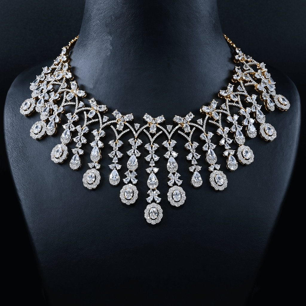 CZ Heavy Diamond Necklace Set