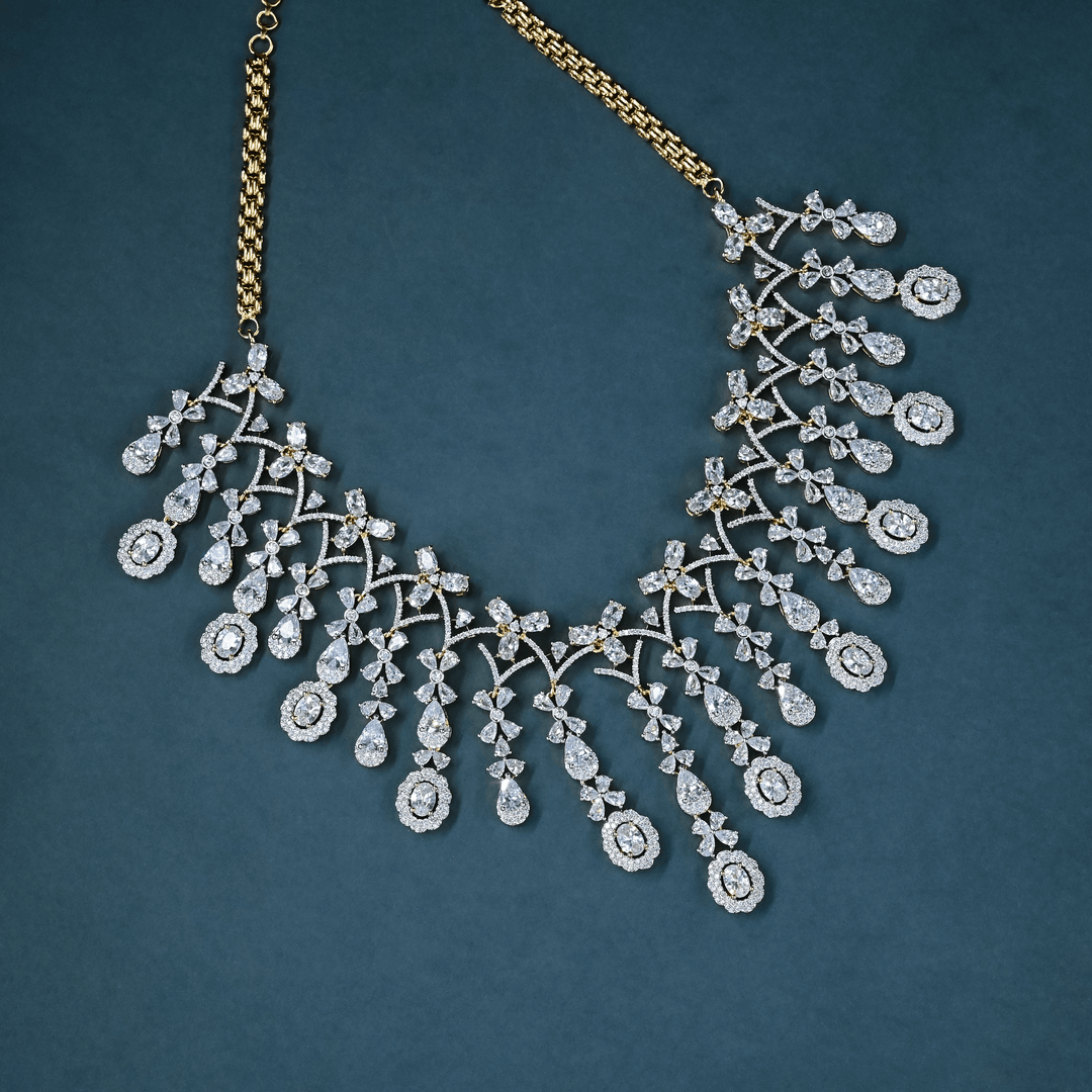 CZ Heavy Diamond Necklace Set