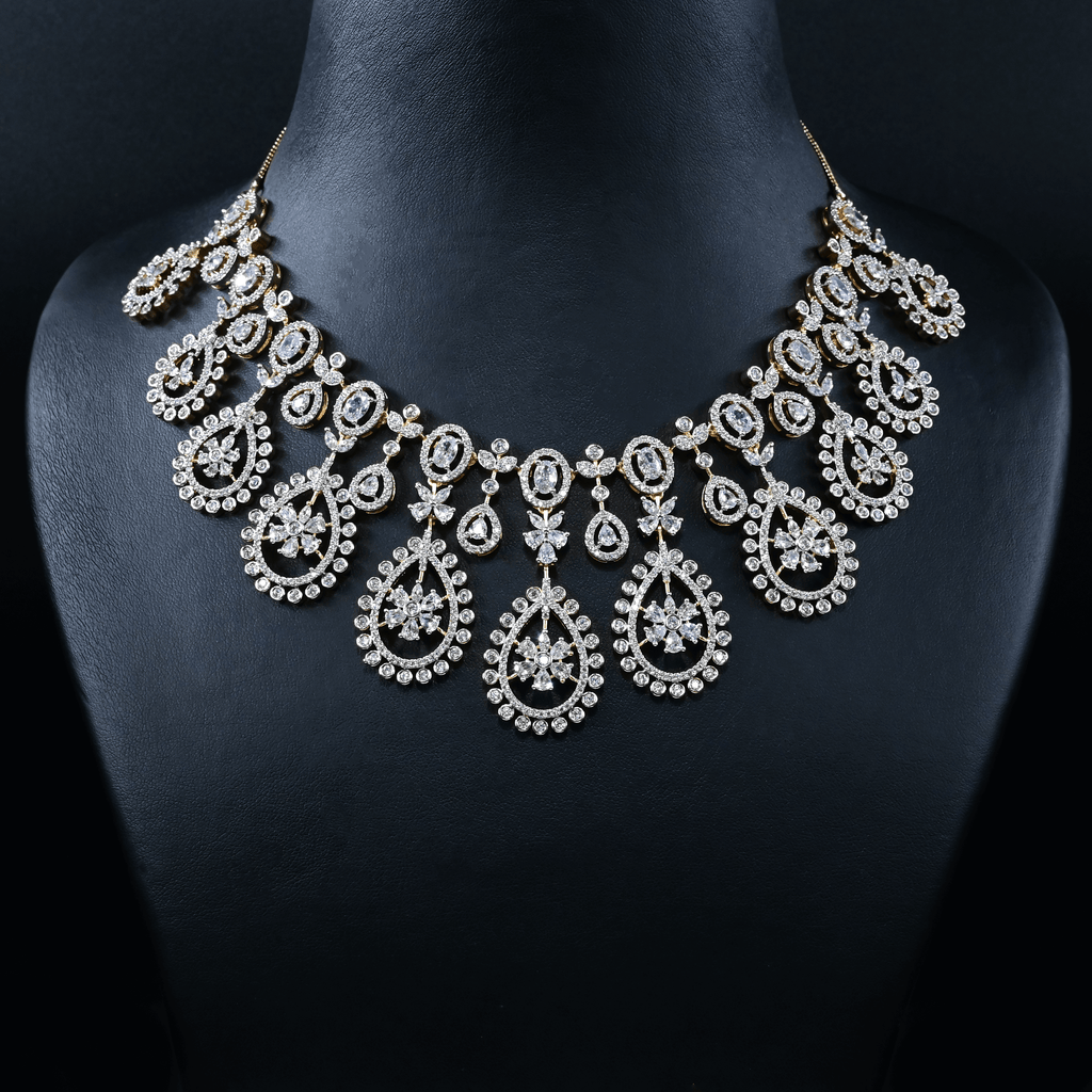 CZ Heavy Diamond Necklace Set