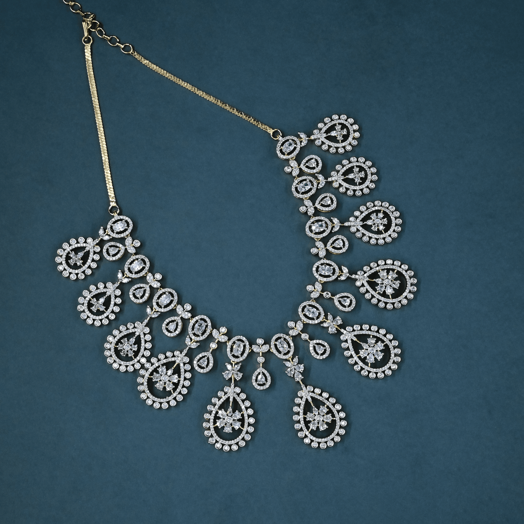 CZ Heavy Diamond Necklace Set