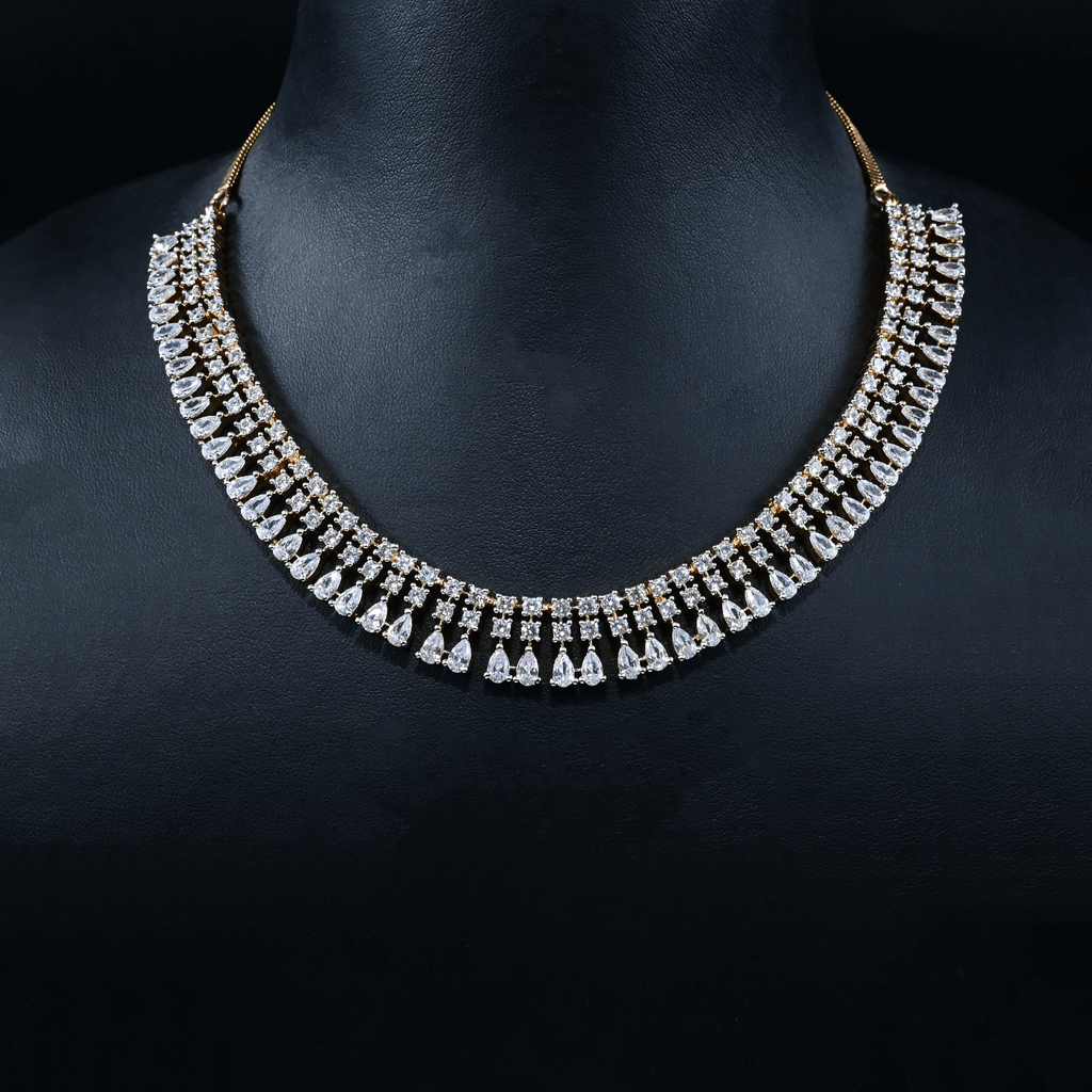 CZ Short Diamond Necklace Set