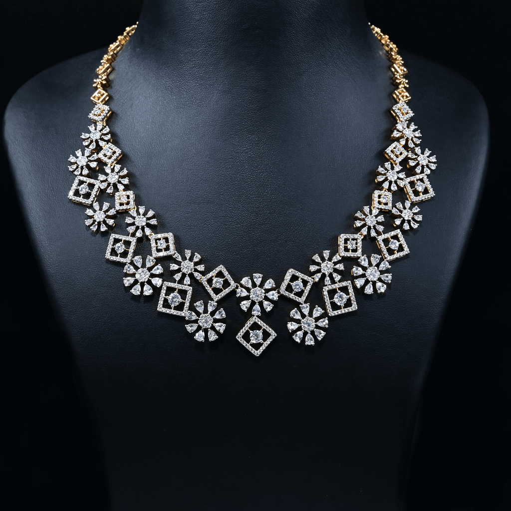 CZ Heavy Diamond Necklace Set