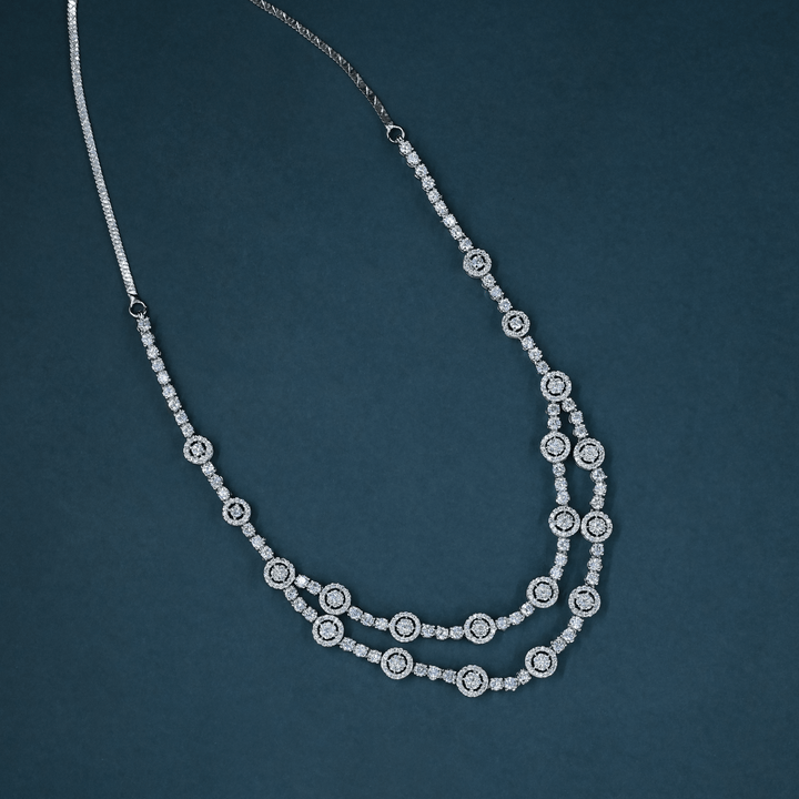 CZ White Rhodium Necklace Set