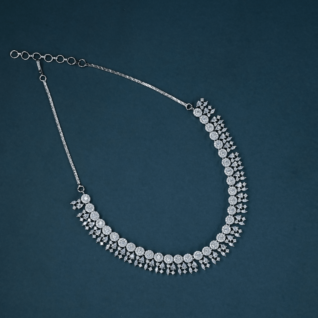 CZ White Rhodium Necklace Set