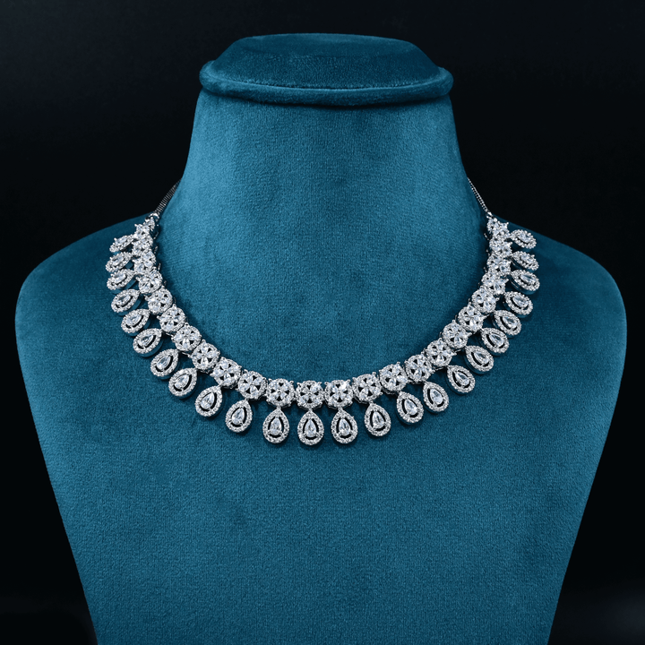 CZ White Rhodium Necklace Set