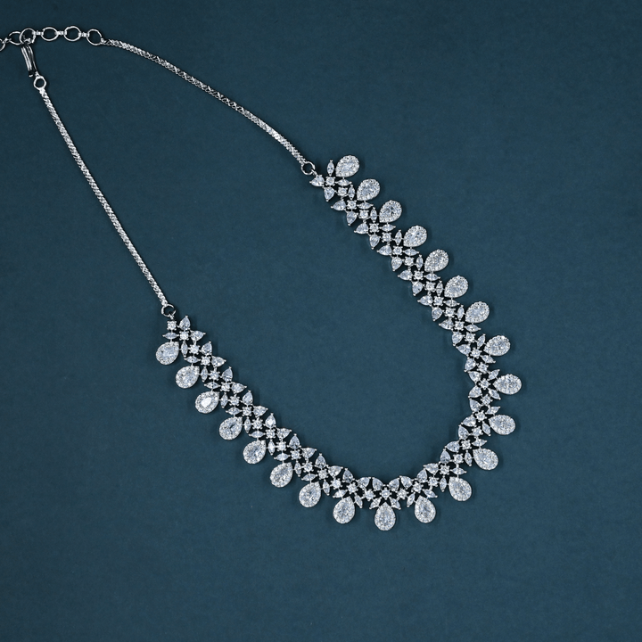 CZ White Rhodium Necklace Set