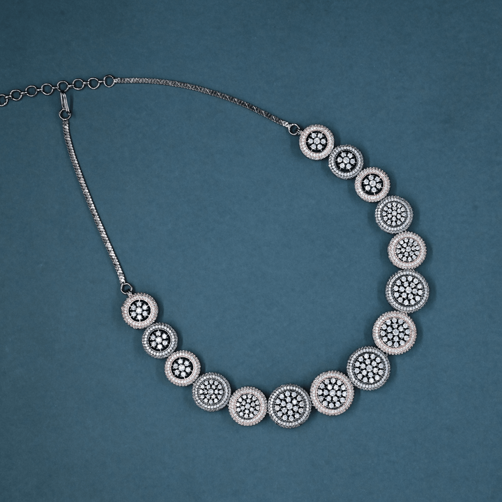 CZ White Rhodium Heavy Necklace Set