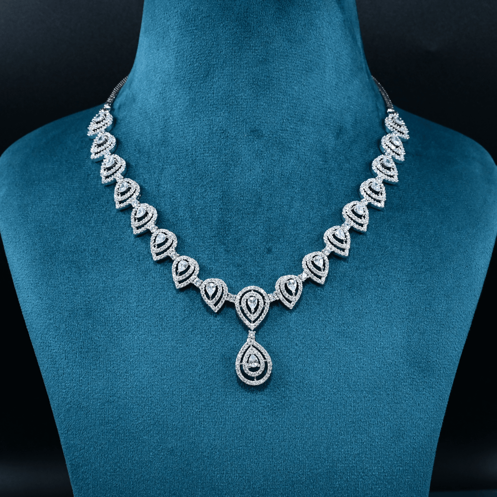 CZ White Rhodium Necklace Set