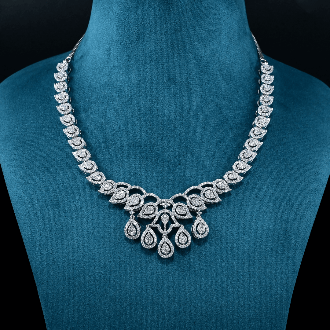 CZ White Rhodium Necklace Set