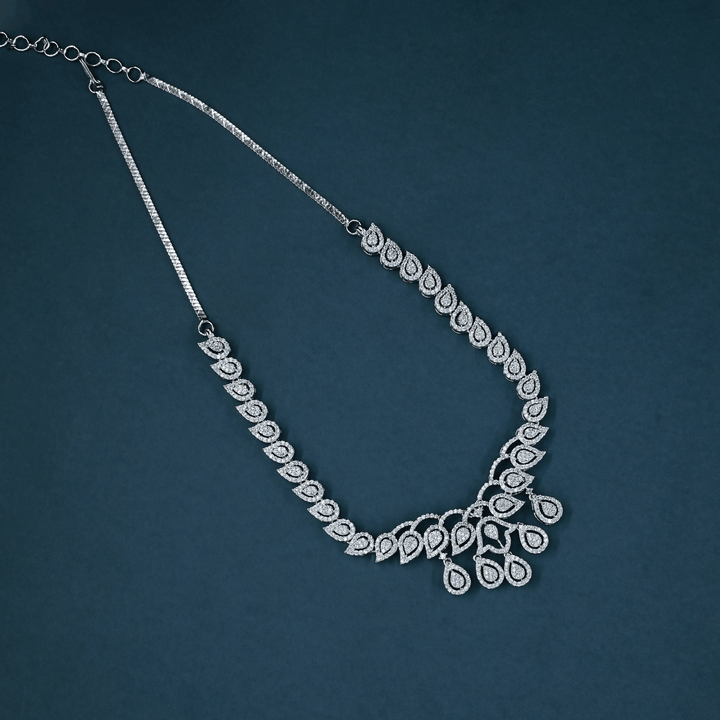 CZ White Rhodium Necklace Set