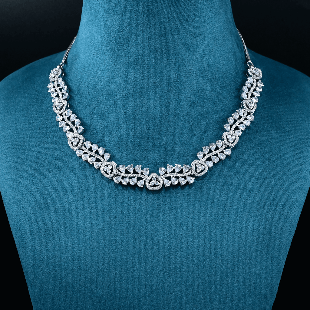 CZ White Rhodium Necklace Set