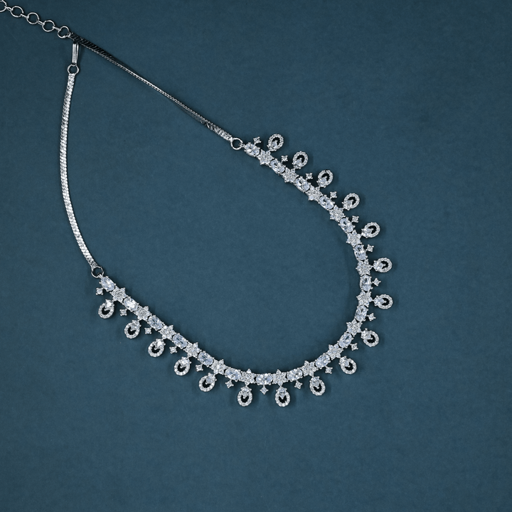 CZ White Rhodium Necklace Set